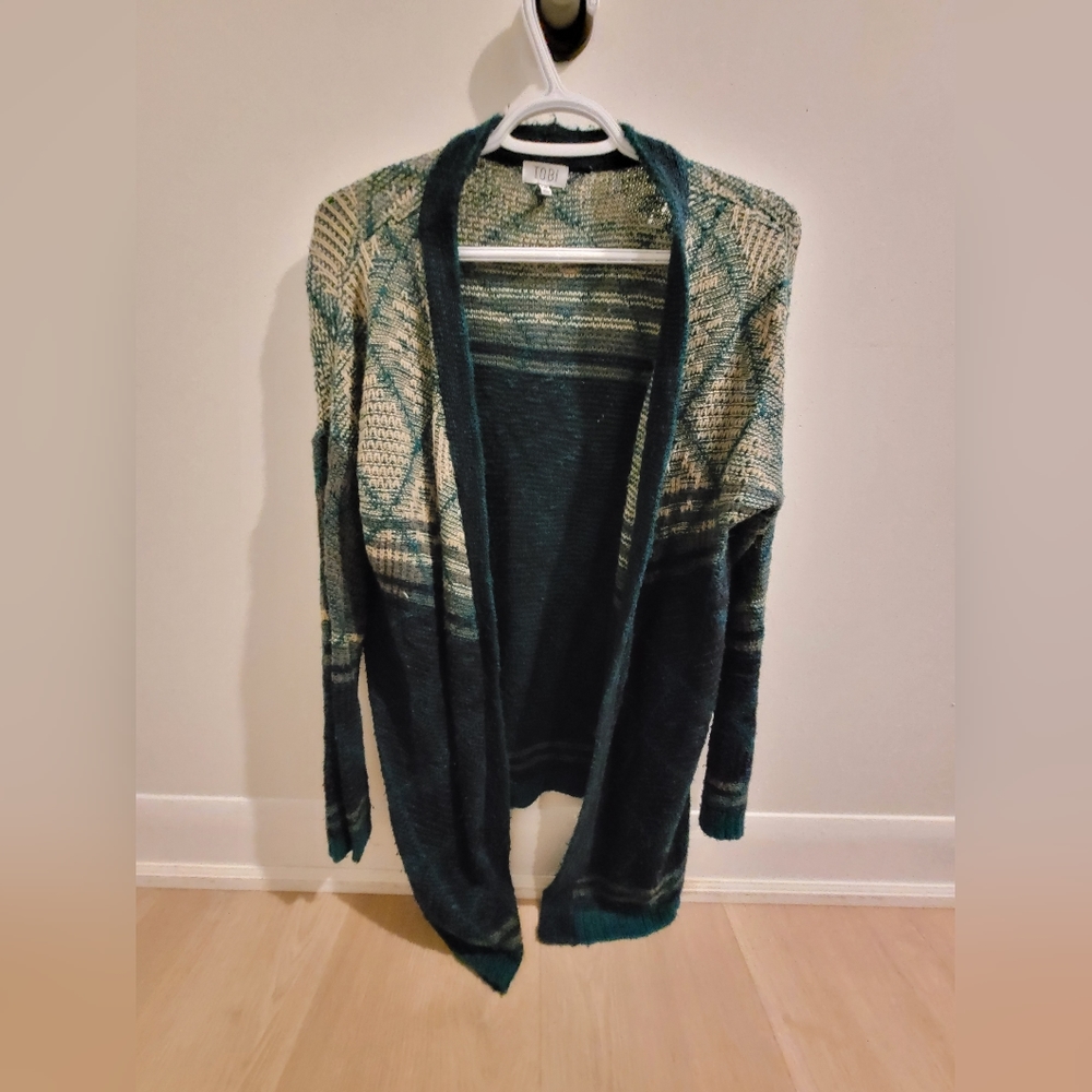 Blue Open Front Cardigan Wrap